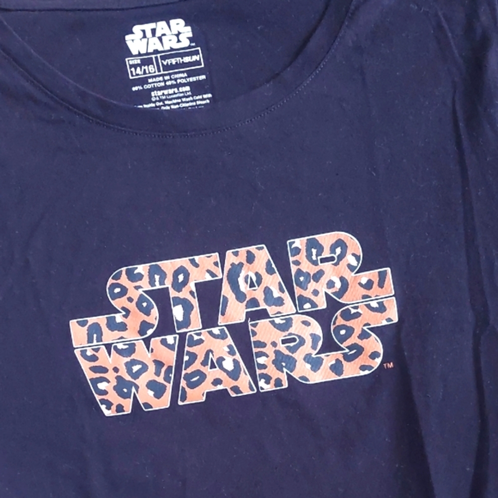 Star Wars Animal Print Graphic Tee T-Shirt Size 14/16